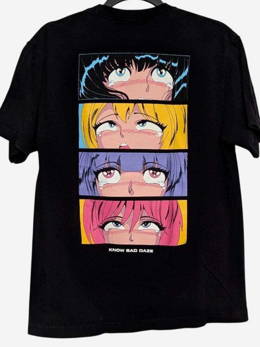Know Bad Daze Retro 90s Anime "Crying Eyes" Stacked Panel Graphic Tee